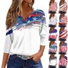 Women's T Shirt Tee Print Button 3/4 Sleeve Daily Weekend Fashion Basic V- Neck Regular Top