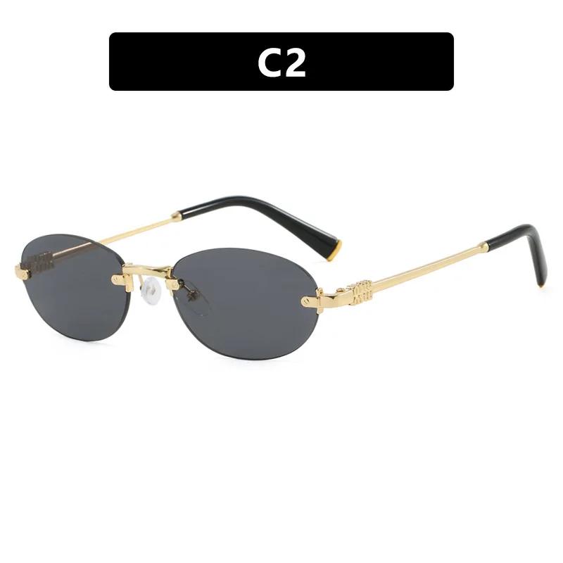 Retro Frameless Oval Sunglasses Fashion Men Fishing Driving Glasses Uv400 Shades Eyewear Essential Goggles For Outdoor Travel