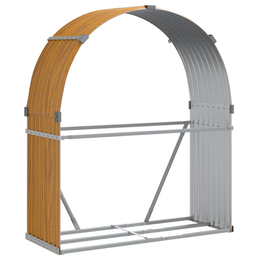 Firewood Storage Rack Wood look Design 120 x 45 x 140 cm Galvanized Steel