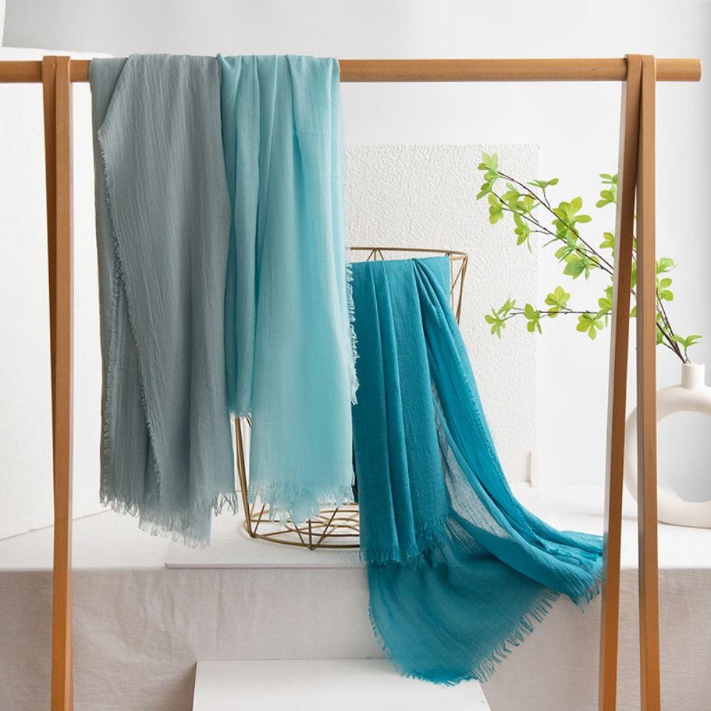 Однотонная пляжная шелковая шаль из хлопка и льна, накидки для бикини, дышащая, в стиле бохо, женская