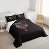 3 Piece Bedding Set with Duvet Cover and 2 Pillowcases - Foo Fighters Skull Helmet Snake Rose Vertical Tattoo Print - Black Red Music Decor for Fans