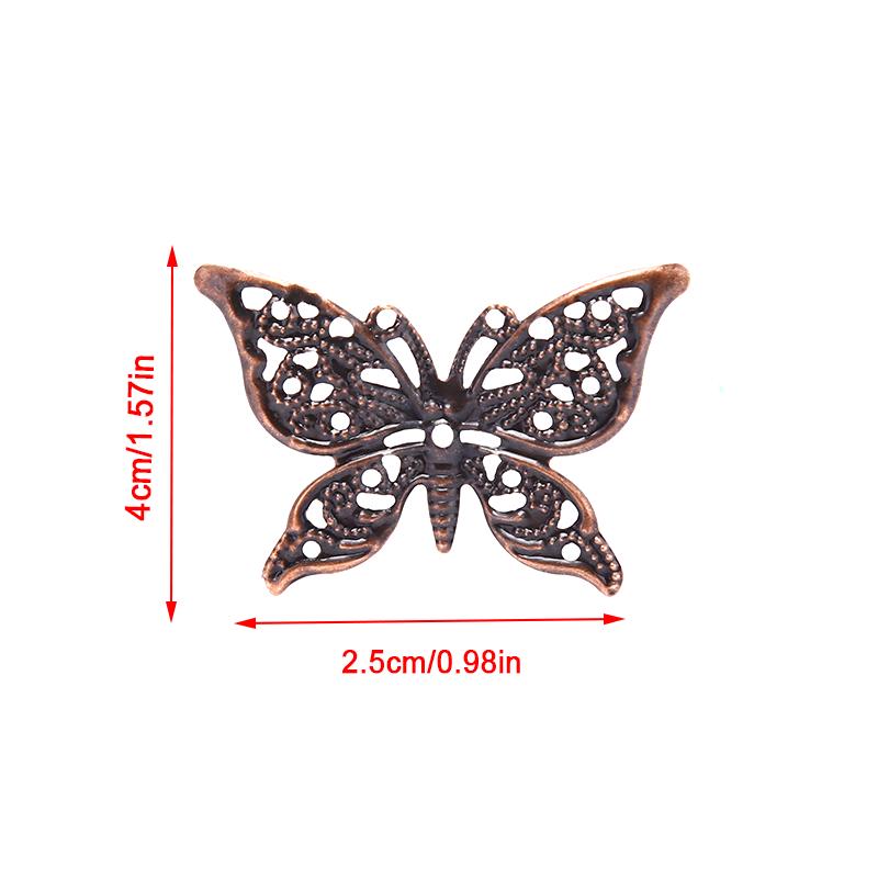 50Pcs Vintage Butterfly Filigree Wraps Connectors Metal Craft Diy Jewelry Making