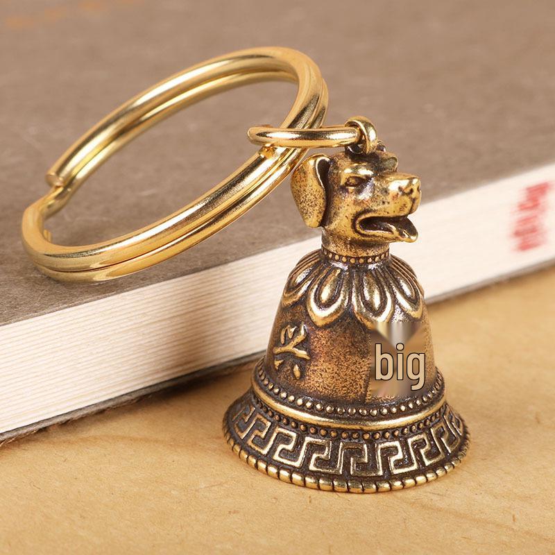 Zodiac Brass Keychain with Copper Bell Pendant - Small Charm Jewelry