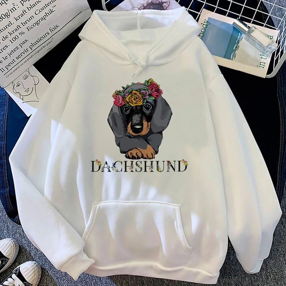 Толстовки с таксой, женские винтажные толстовки в стиле аниме, готики, 2023, женские пуловеры с рисунком унисекс