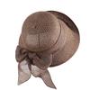 Ribbon Bowknot Decor Straw Hat Round Dome Solid Color Folding Women Big Brim Sunscreen Travel Hat Fashion Accessories