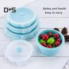350/500/800/1200ML Round Silicone Lunch Box Microwave Safe Foldable Sealed Lid Portable Refrigerator Bento Food Container Kitchen Supplies