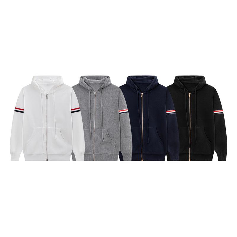 TB JL Double-Sleeve Hooded Knit Sweater Jacket – Warm, Fashionable, Versatile Zipper Style for Couples