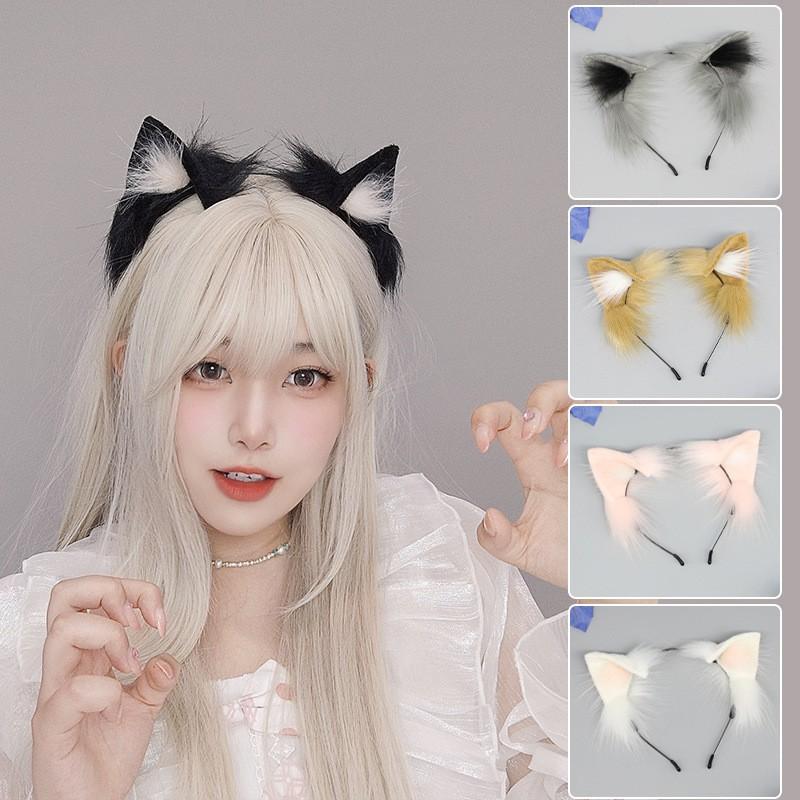 Handmade Plush Cat Ear Hair Clip Tail Set Cosplay Anime Convention Kawaii Accessory Adult Costume