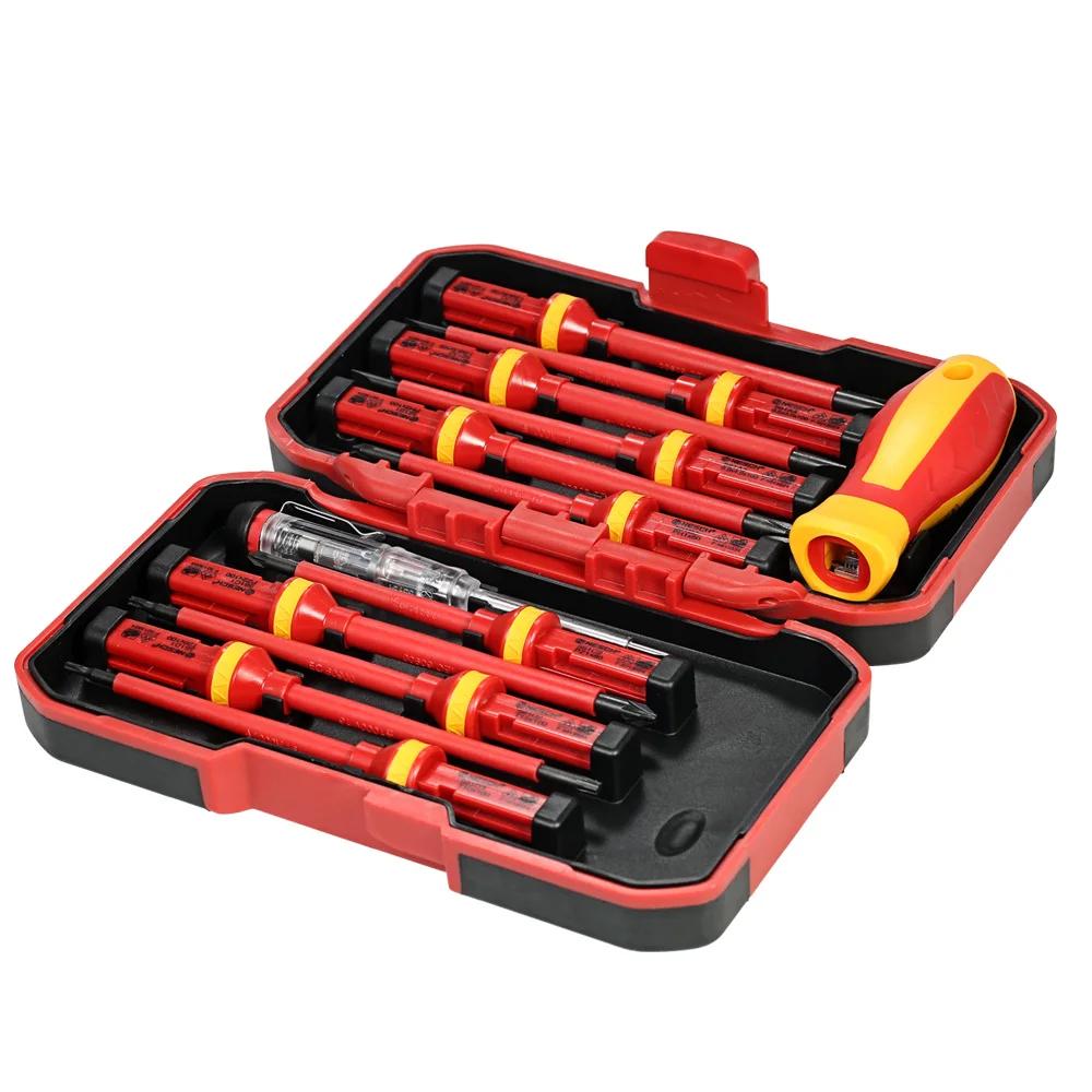 13pcs Insulated Screwdriver Set Precision Screwdriver Magnetic Slotted Phillips Pozidriv Torx Bits For Electrician Hand Tool