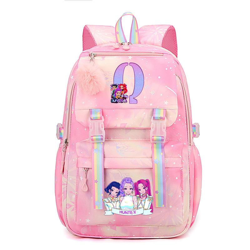 Anime Cartoon Letter Print Pink Backpack Leisure Periphery Large Capacity Backpack Student Bag
