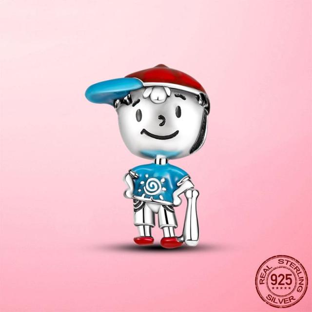 Подвески для путешествий, стерлингового серебра 925 пробы, маленькая девочка, воздушный шар, самолет, камера, висячие подвески, бусины, подходят для оригинального женского браслета, ювелирные изделия