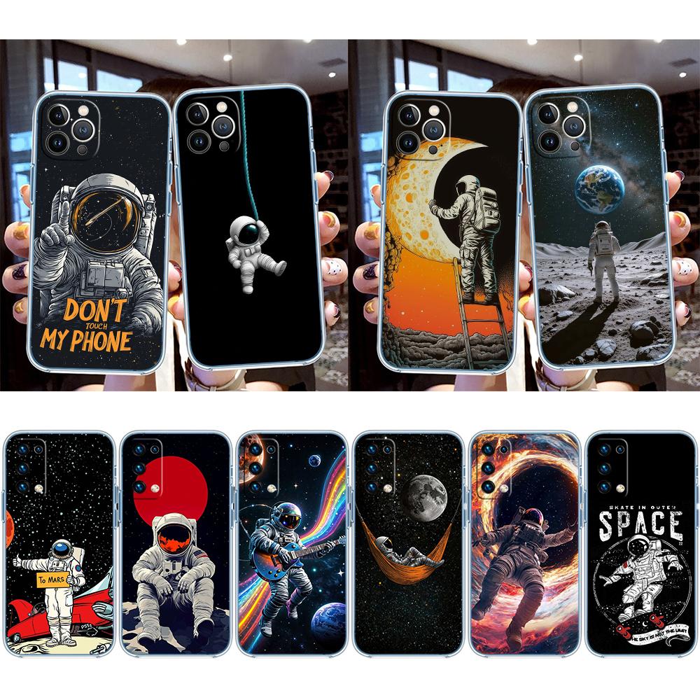 Astronaut Space Moon Transparent Phone Case for Motorola Moto Edge 20 30 40 50 S30 Fusion Ultra Pro Neo Lite + G200 G23