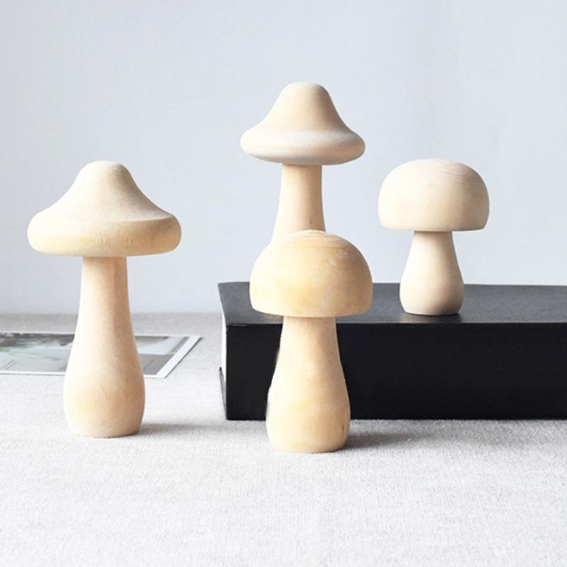 Wooden Mushroom Natural Unfinished Mushroom DIY Crafts Painting Peg Dolls Ornament Handmade Kids Toy Decoration Christmas Gift CDN