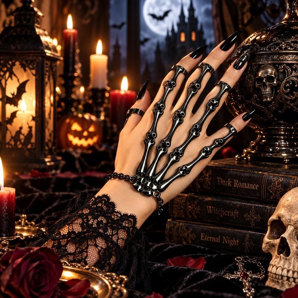 Metal Halloween Hand Bone Bracelet Five-Fingers Ghost Claw Bangles Skeleton Bracelets  Halloween