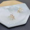 Fashion Cute Flower Wings Elf Stud Earring For Women Girls Design Zircon Fairy Exquisite Earring Jewelry