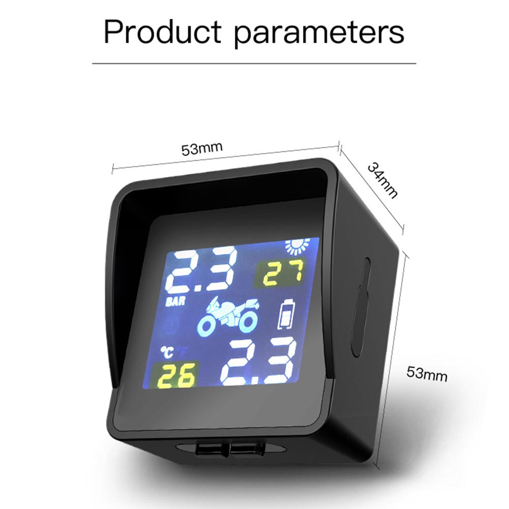 Car Tyre Pressure Alarm Monitor System TPMS 2 External Sensors LCD Display Temperature Warning Wireless Solar Motorcycle Parts