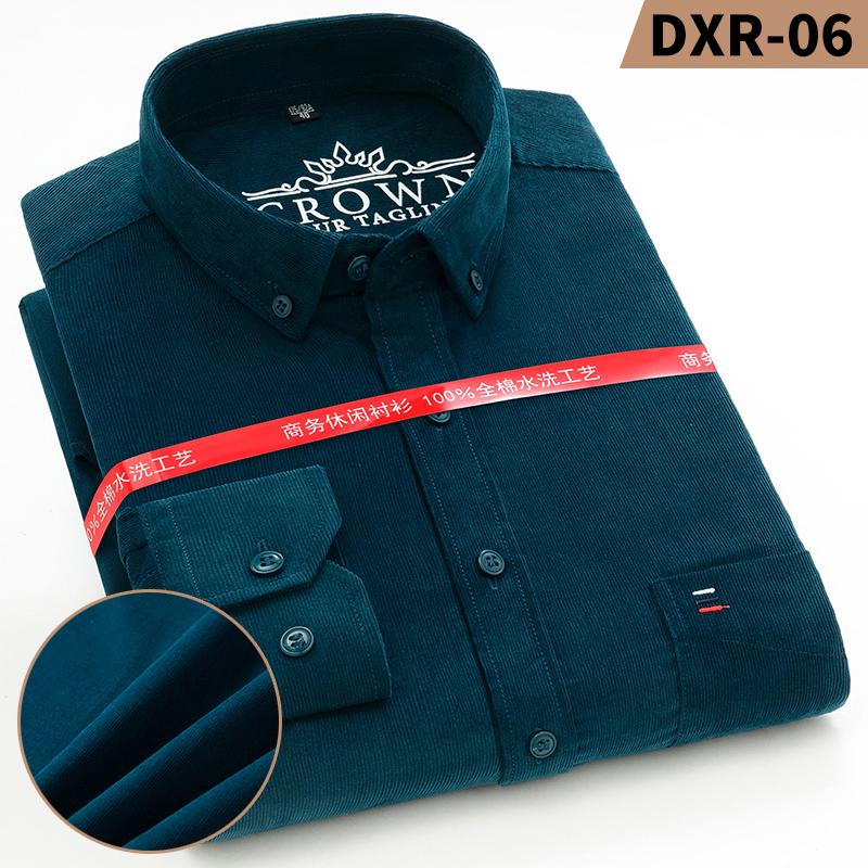 Мужская вельветовая рубашка с длинным рукавом в стиле business casual из чистого хлопка