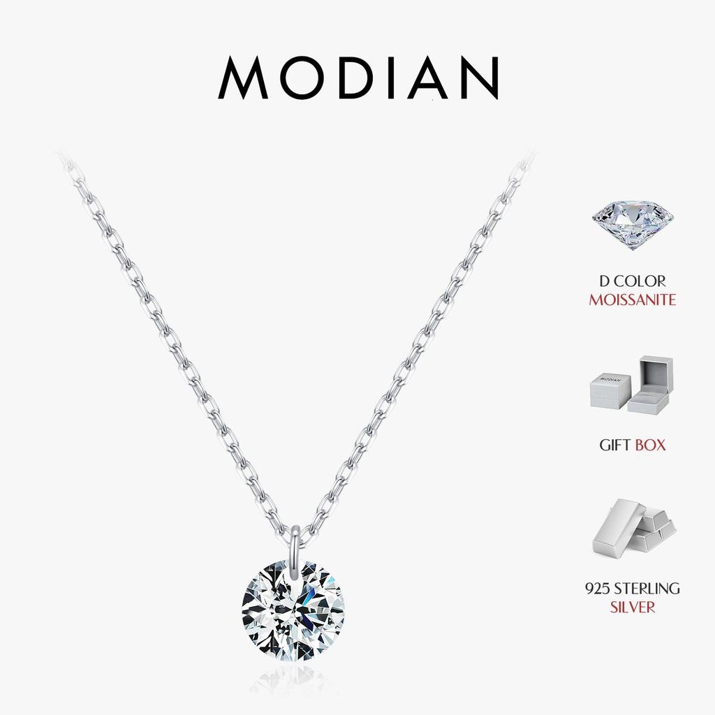 MODIAN 0.1 карат/0.3 карата/0.5 карата VVS1 Чистота Муассанит 925 Проба Серебро Классический Круглый Кулон Ожерелье Для Женщин Изящные Украшения