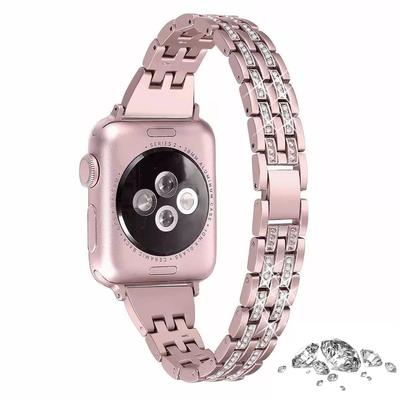 Ремешок с бриллиантами для Apple Watch ремешок 7, 38 мм, 42 мм для iWatch Series 7 SE 6, 5, 4, 3, 41 мм, 45 мм, 49 мм, 40 мм, 44 мм, женский металлический браслет Correa