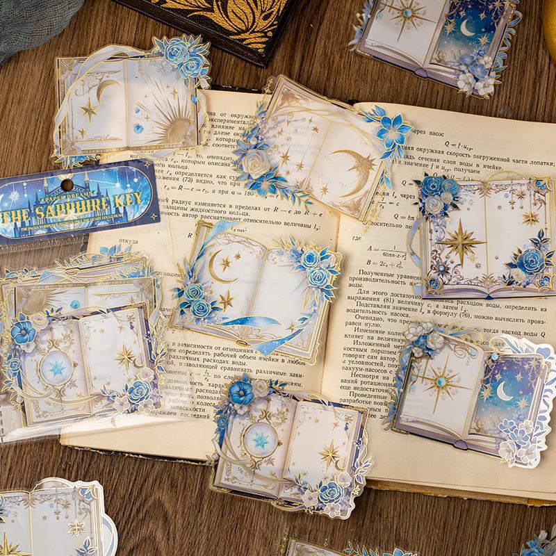 ПЭТ Наклейка с горячим тиснением Пакет Мечта Волшебная книга Звезда Луна Узор Наклейки Креативный Ручной Аккаунт Фон Коллаж DIY Украшение