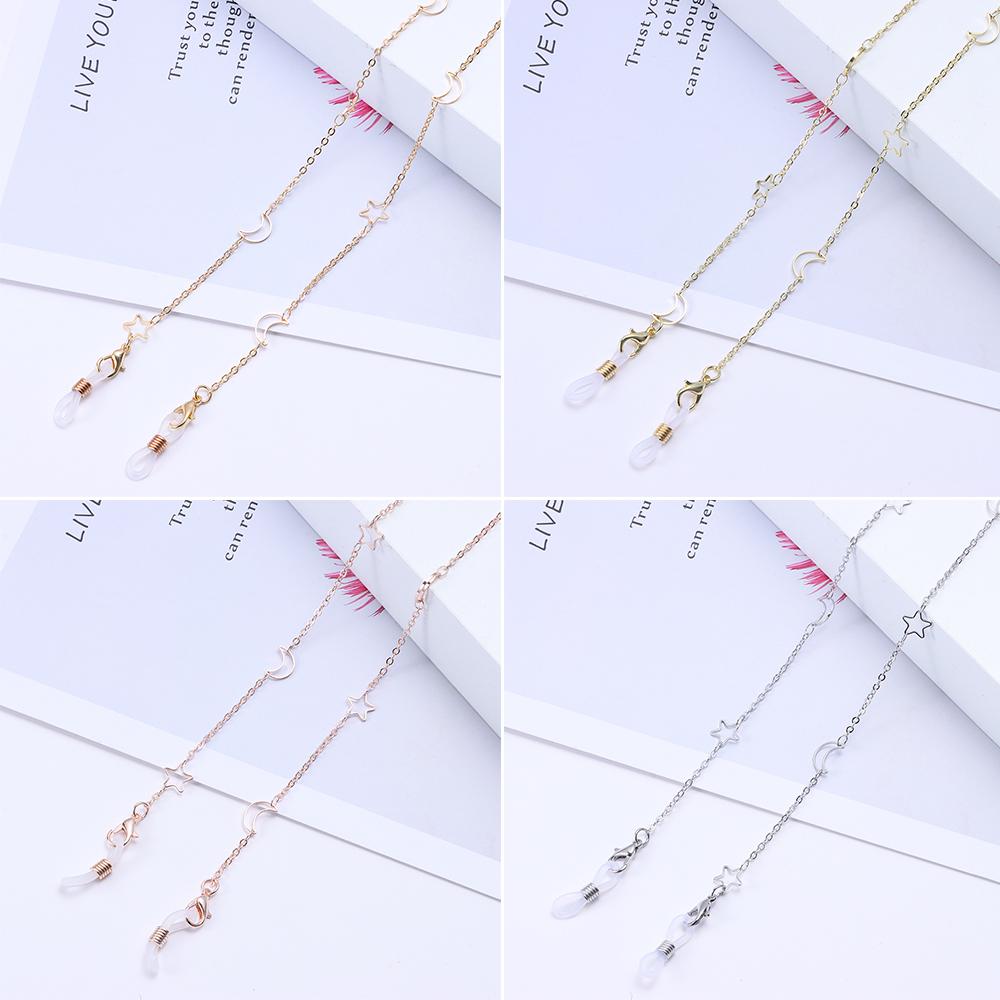 Женщины Девушка Звезда Луна Анти-потеря солнцезащитные очки Цепочка сплав очки цепи маски шнурки панк ювелирные изделия