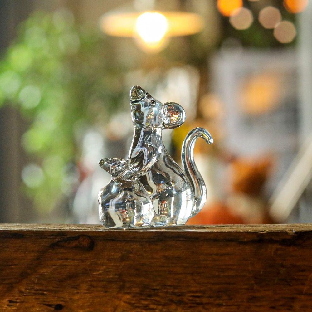 Lucky Mouse Rat Figurine Exquisite Table Ornaments Birthday Keepsake Crystal Rat Ornament  Desktop
