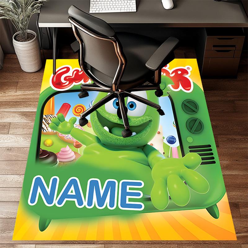 Custom Gummibar friends Mat Personalized Name, Polyester Washable Indoor Entryway Rug, Gift for Christmas, Easter, Thanksgiving Day