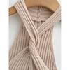 Elastic Knit Halter Neck Slim-Fit Tank Top for Women, 2026 Summer New Style, V-Neck with Front Twist and Backless Design
