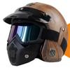 VOSS Retro 3/4 Motorcycle Helmet Scooter Bike Riders DOT Certified Adult Half With Removable Visor