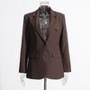 British Commuter Style Solid Color Lapel Long Sleeve Suit Jacket for Women - 2025 Spring Collection