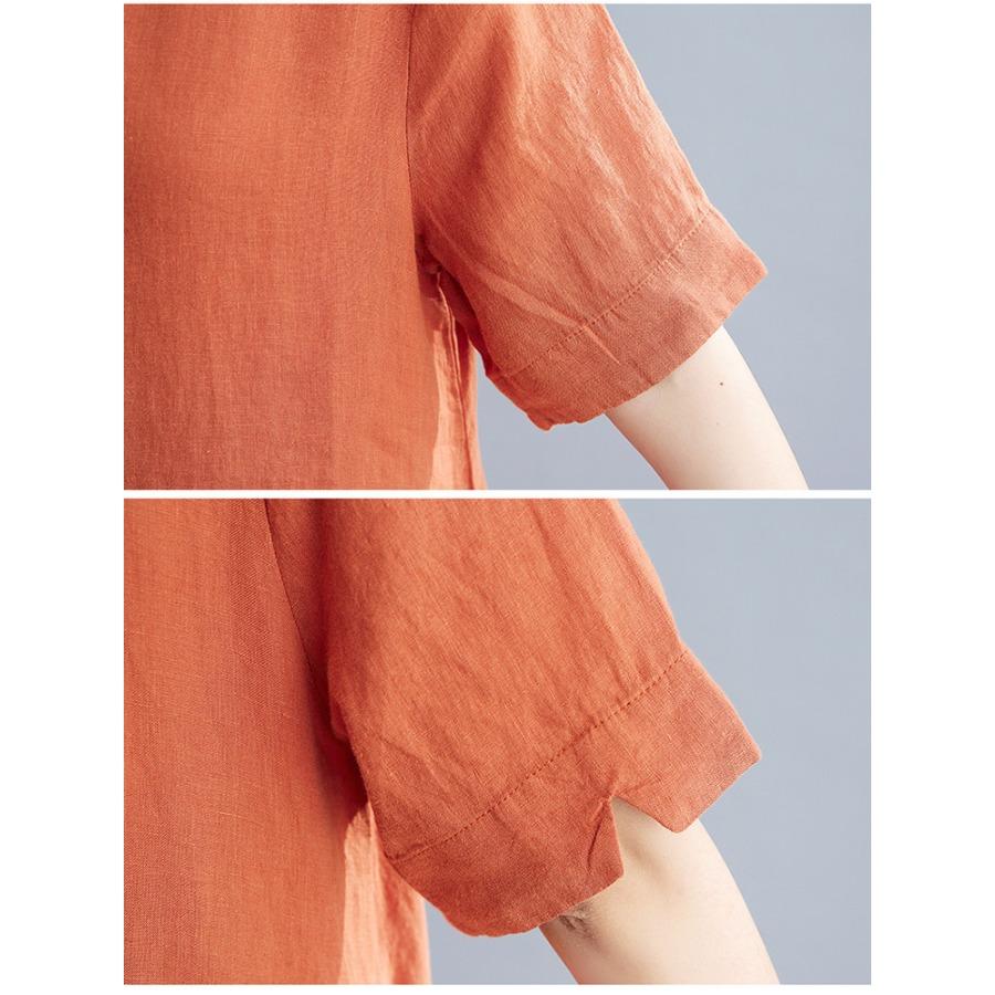Хлопок лен однотонные винтажные платья лето осень одежда женщины повседневное платье средней длины