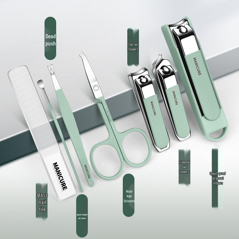 Set of 5 Anti-Splash Nail Clippers with Ear Pick - Portable Men's Manicure Tools for Household Use