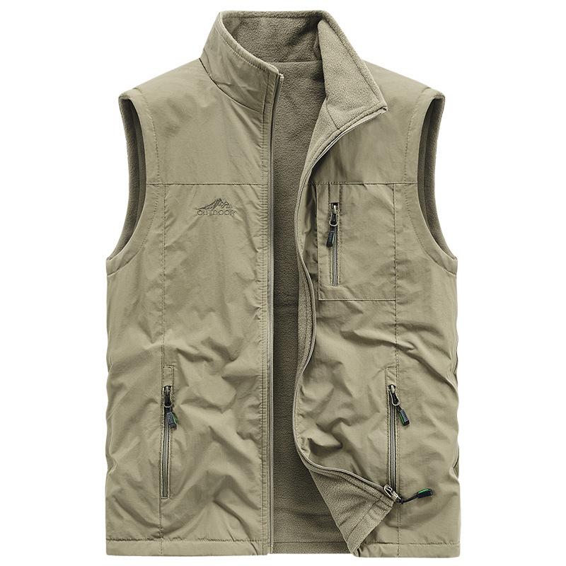 Fleece Thickened Double-sided Vest Men's Winter Warm Vest Outdoor Quick-drying Men's Stand-up Collar Vest