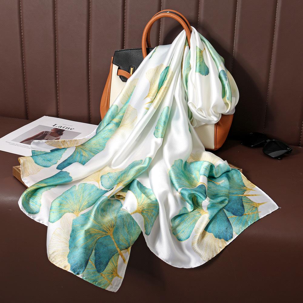 180*90CM Fashion Dustproof Big Bandanna Popular Satin Finish Silk Shawls Scarves Luxury Print Sunscreen Beach Towel