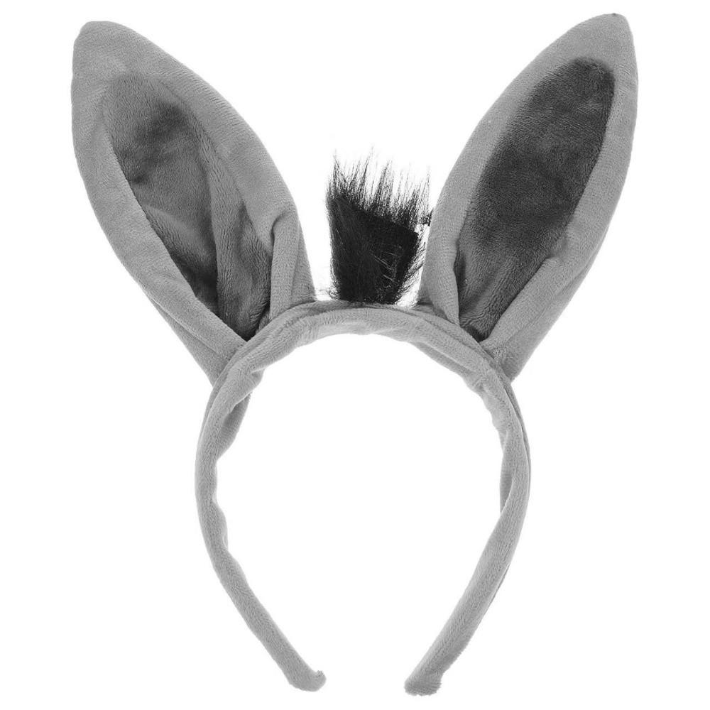 4PCS Tail Nose Donkey Costume Set Funny Cosplay Dress Up New Donkey Ears Headband Accessory