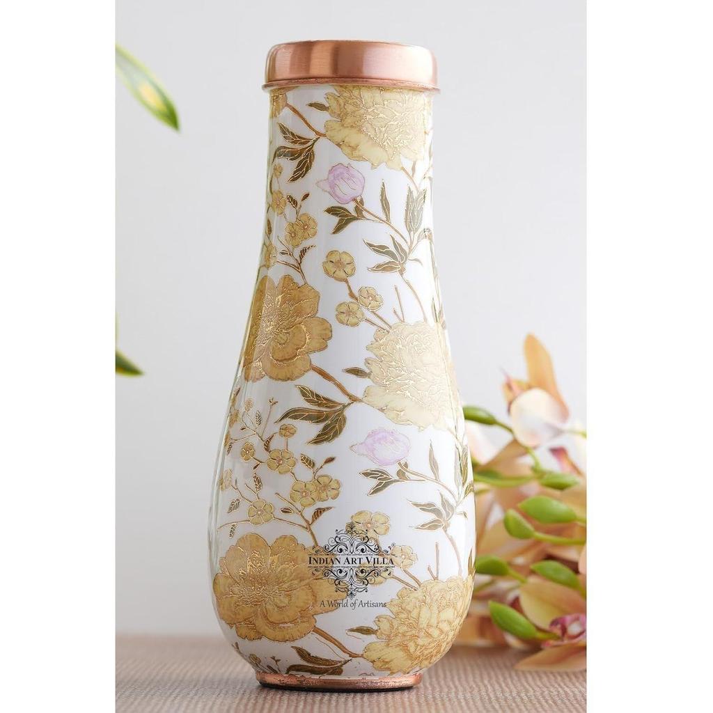 Copper Gold Print Bedroom Bottle – Designer Copper Drinkware, Elegant 1500 ML Water Bottle for Home, Office, and Travel