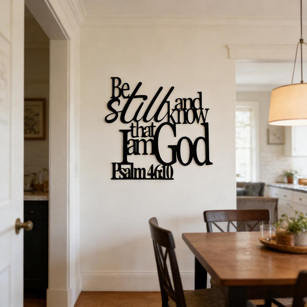 Decorative Metal Wall Art Psalm 46 10 Inspirational Quote Iron Typography Home Wall Decor Minimalist Style Religious Scripture Design