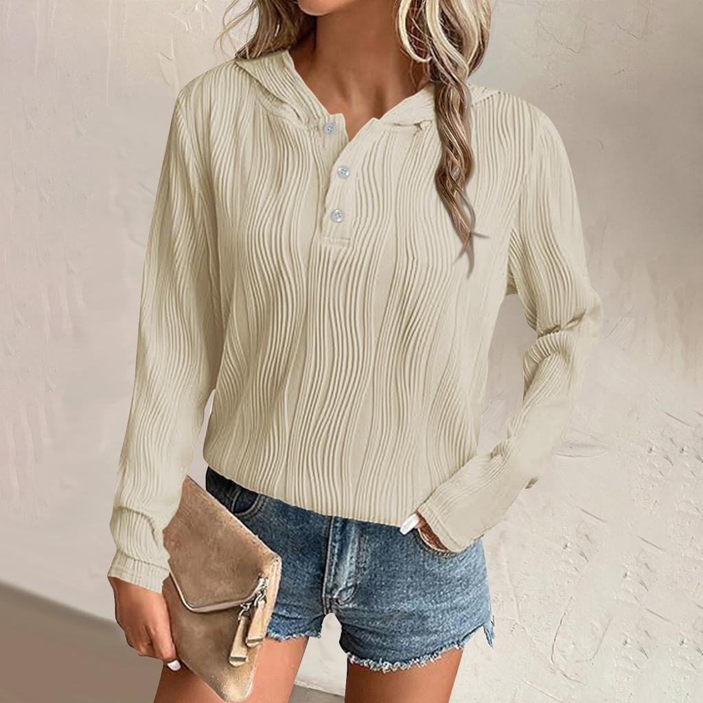 Womens Sweatshirts Hoodies Casual Loose Long Sleeve V Neck Button Down Shirts Tops Pullover Fall Clothes Outfits