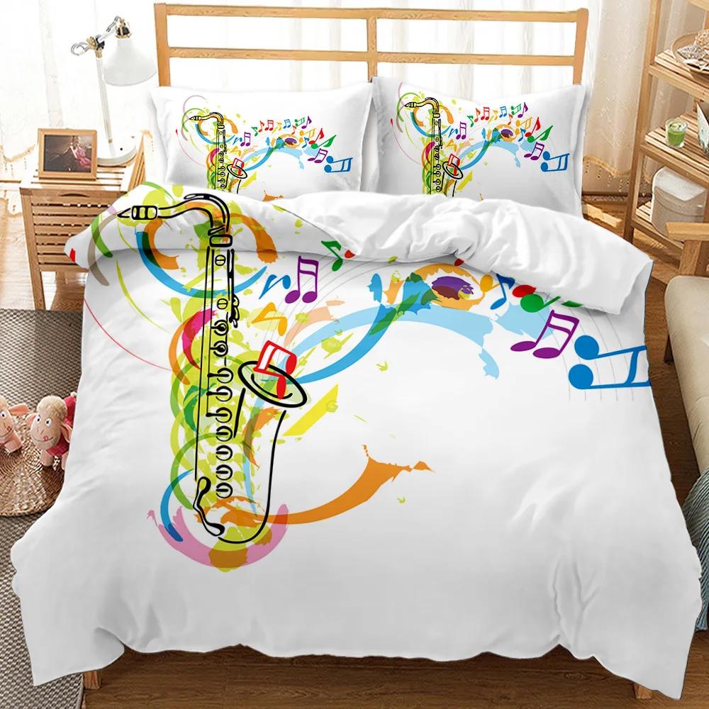 Комплект постельного белья Music Series Rainbow Music Notes Tie Dye, комплект постельного белья Music Party Double Queen King Size, полиэстеровое одеяло