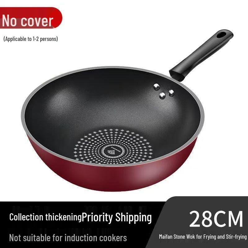 German Crystal Diamond Non-Stick Wok: Oil-Free, Smoke-Free, Induction & Gas Compatible Iron Cookware