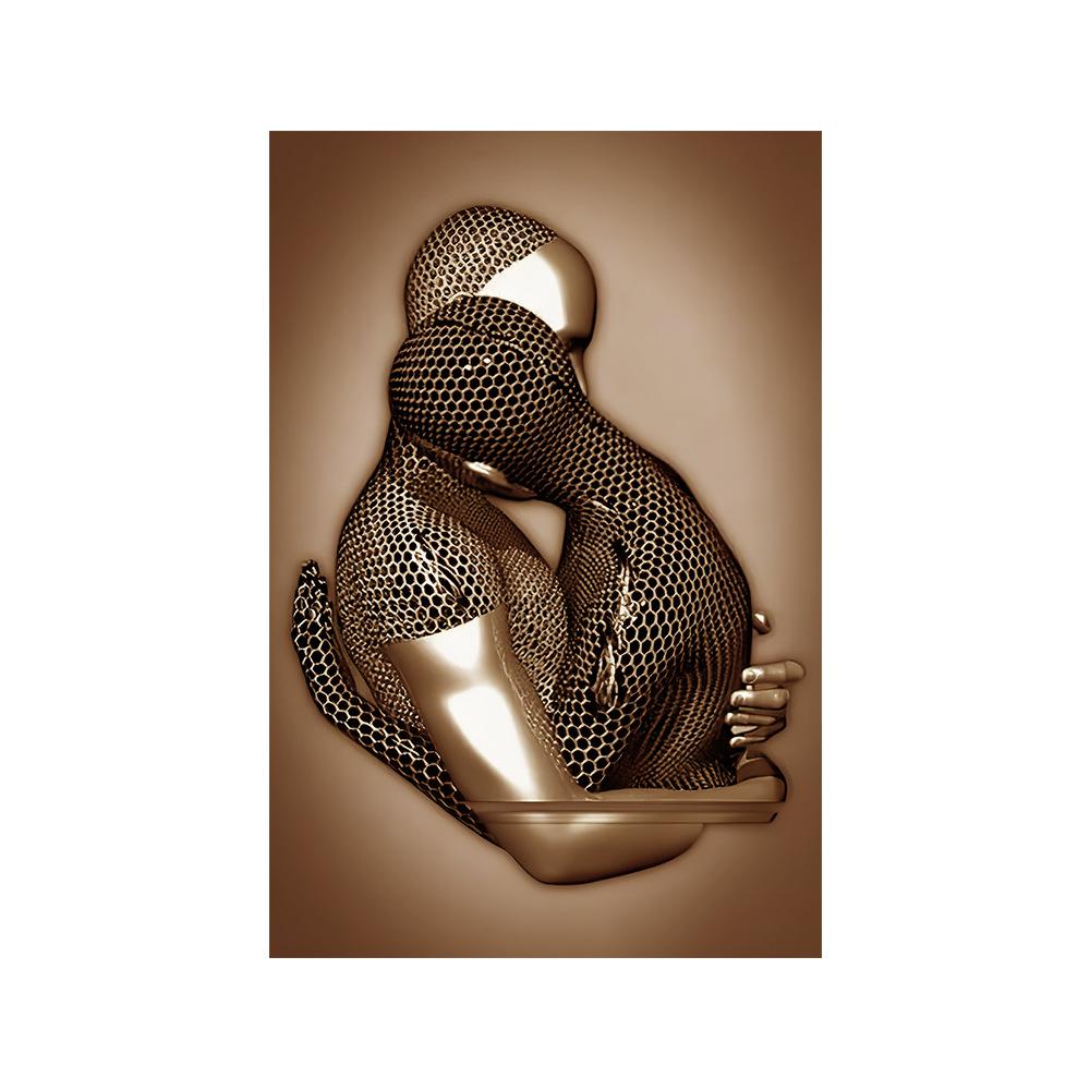 3d современная металлическая фигура, статуя, художественная роспись на холсте, романтические абстрактные постеры и принты, настенные панели для гостиной, декор для дома