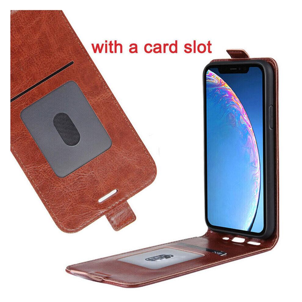 (For iPhone XR, Brown) iPhone Leather Flip Vertical Case with Card Slot