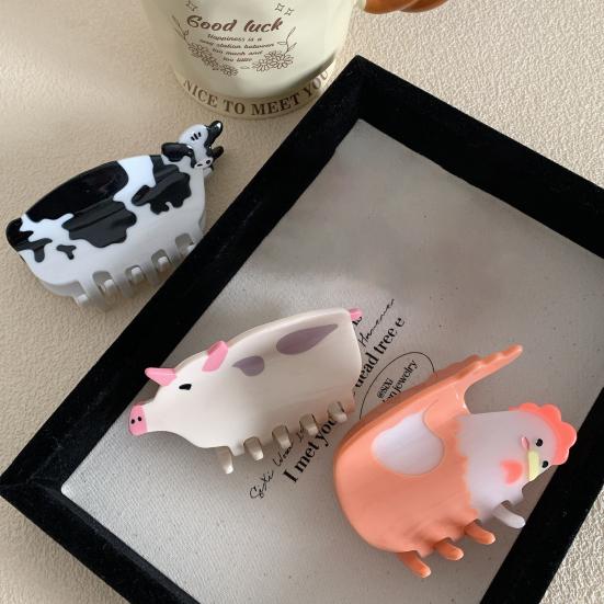 Заколка для волос животных, нескользящая, сильная фиксация, форма коровы, свиньи, цыпленка, женщины, девушки, длинные, толстые, тонкие, вьющиеся зажимы для волос, модные аксессуары для волос