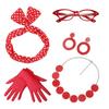 Vintage 1950s Costume Set Polka Dot Earrings Headband Glasses Party Cosplay