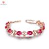 European And American Luxury Seiko Plated 18K Rose Gold Imitation Natural Red Tourmaline Stone Four-leaf Clover Bracelet Femininity Bracelet