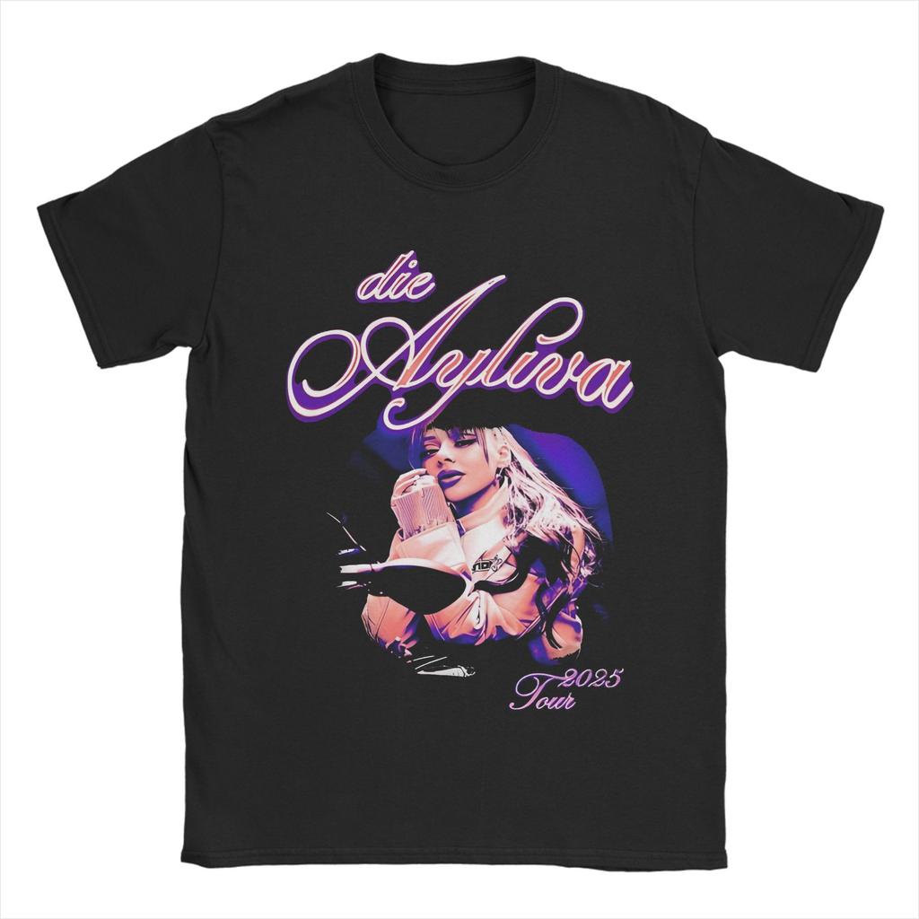 Винтажная уличная одежда Футболка Die Ayliva Tour 2025 Мужская 100% хлопок Короткий рукав Круглый вырез Летние топы