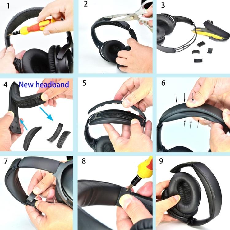 Универсальная сменная оголовье для наушников Over Ear для QC25 AE2 Мягкая амбушюра с противоскользящей текстурой Прочная рама из АБС-пластика