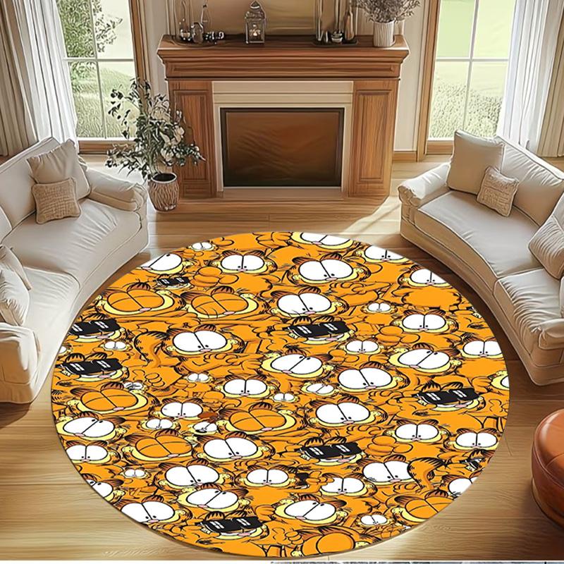 Garfield Print Round Rug, Washable Floor Carpet, For Entryway Dorm Laundry Room Office Study, Home Decor Birthday Christmas Gift