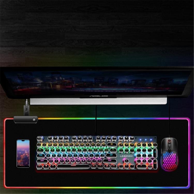 Светодиодный игровой коврик для мыши, большой светящийся LED-коврик для мыши, нескользящая резиновая основа, компьютерная клавиатура, настольный коврик для мыши для игр