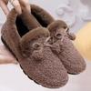 Women Autumn Winter Bow Plush Cotton Slippers Indoor Flat Soled Warm Velvet Cotton Shoes Thick Snow Boots 36-40